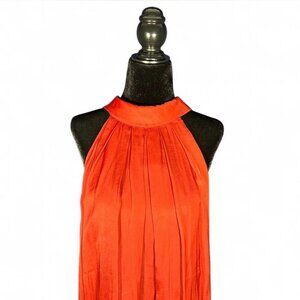 Banana Republic Red Halter Top Satin V-Neck Size S Summer Going Out